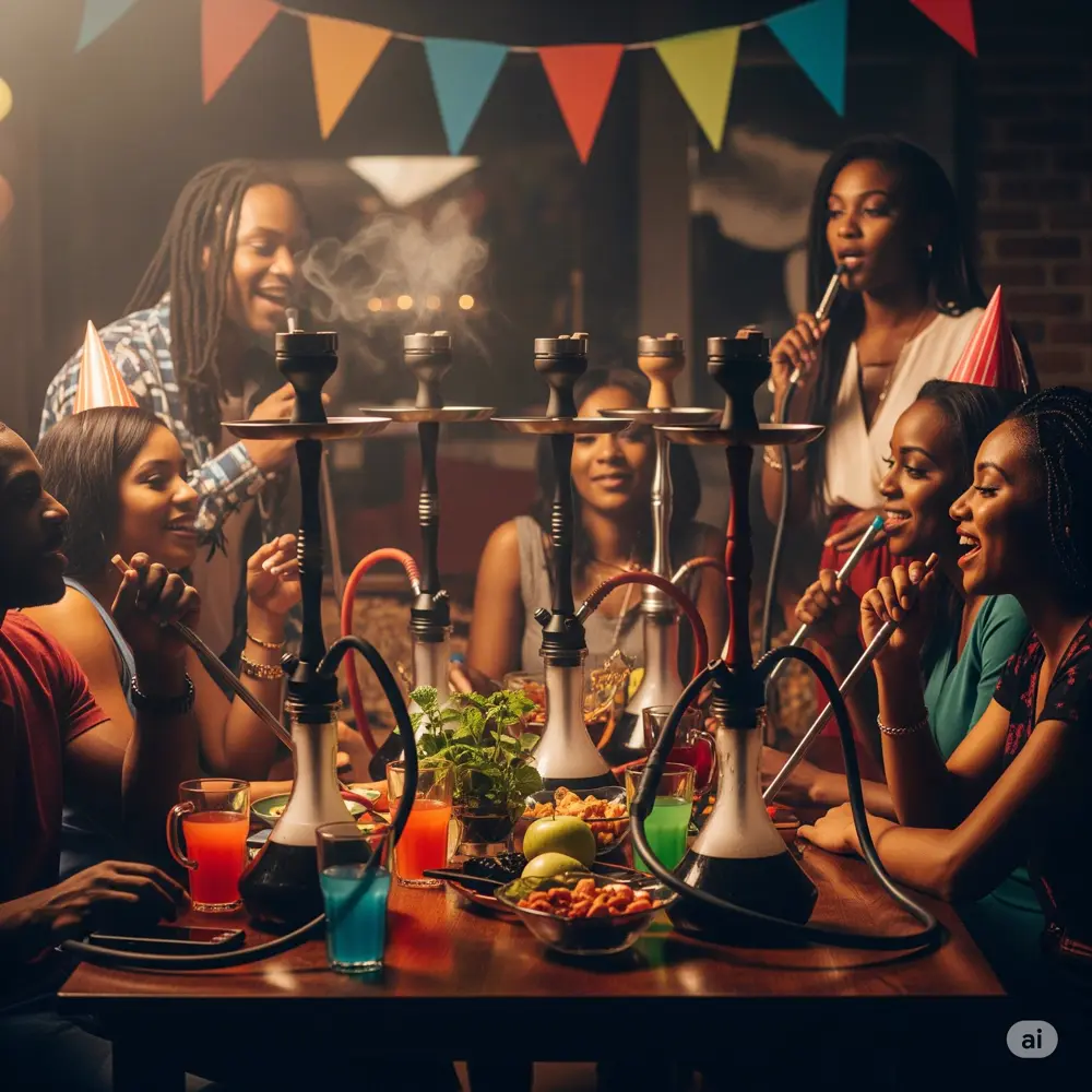Hookah setup at a birthday party